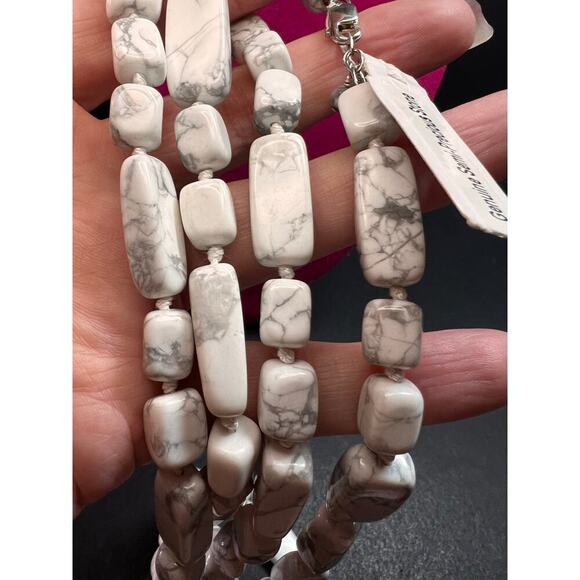 NEW Anthology howlite 36 inch knotted necklace with sterling silver clasp - Picture 8 of 11